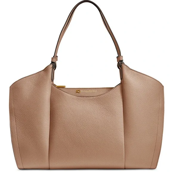Elegant Tan Leather Tote Bag by Donna Karan - Picture 5 of 5